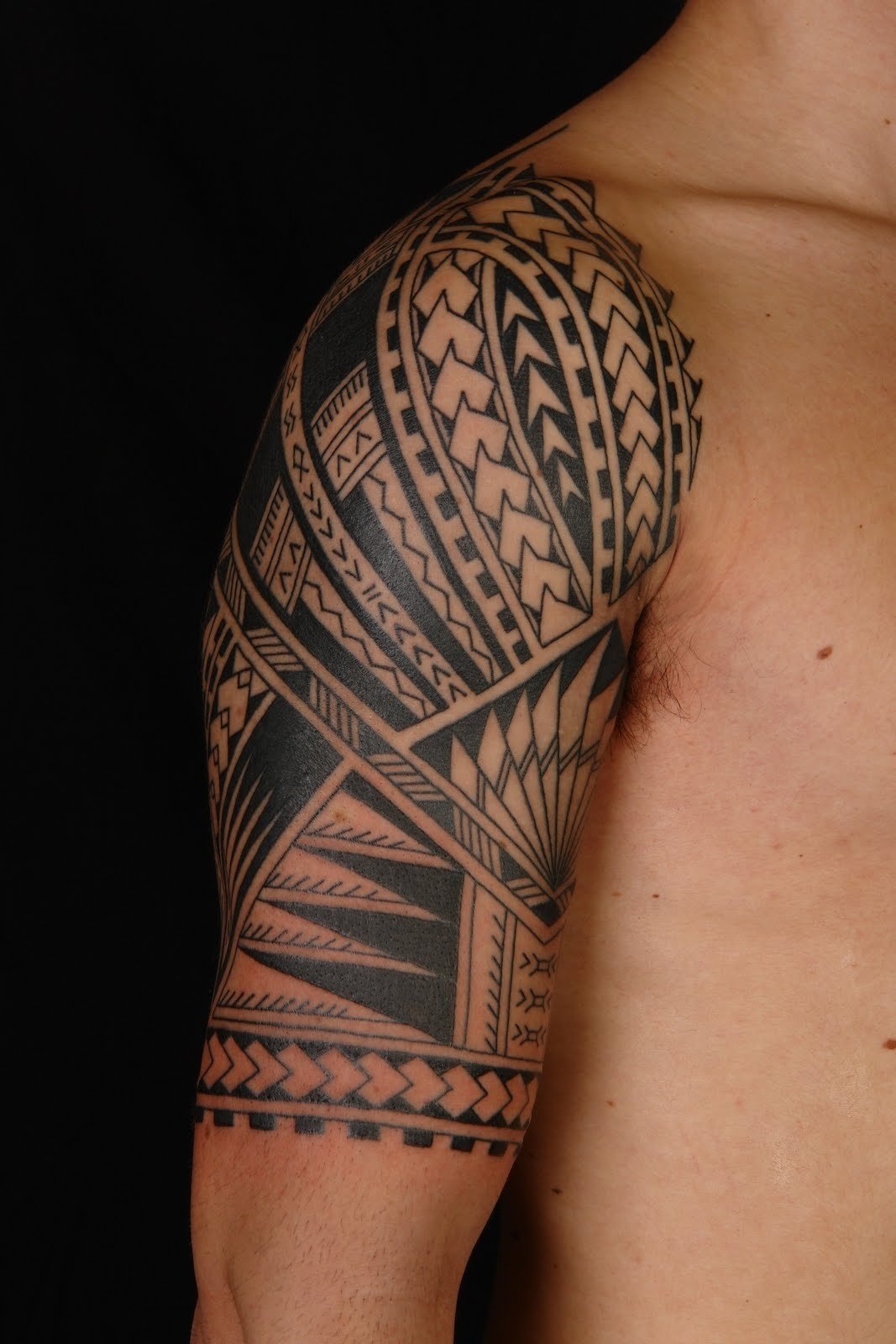 Designing Sleeve Tattootattoo Samoan Polynesian Half - Samoan Tattoo Half Sleeve , HD Wallpaper & Backgrounds
