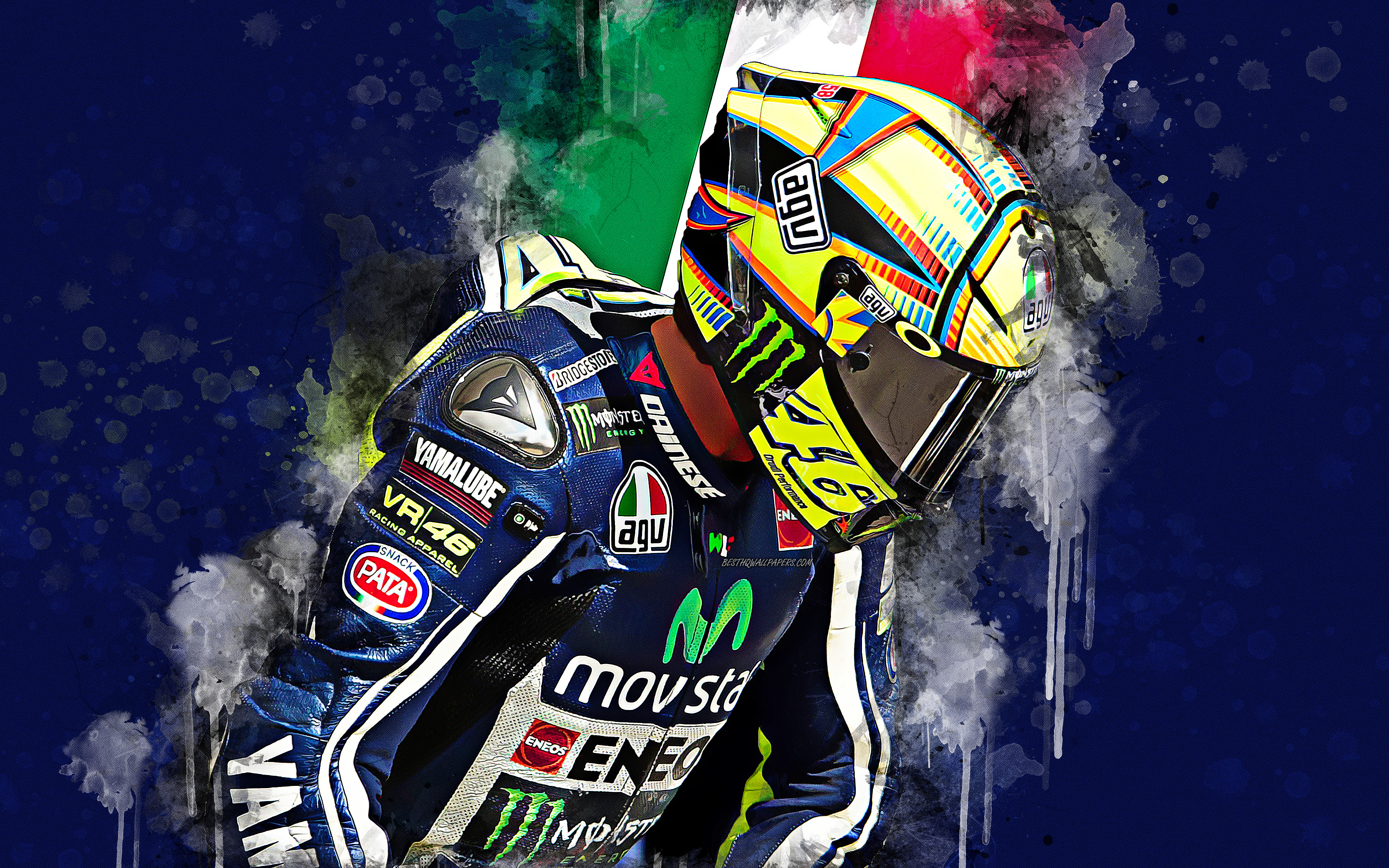 Valentino Rossi, 4k, Grunge Style, Portrait, Creative , HD Wallpaper & Backgrounds