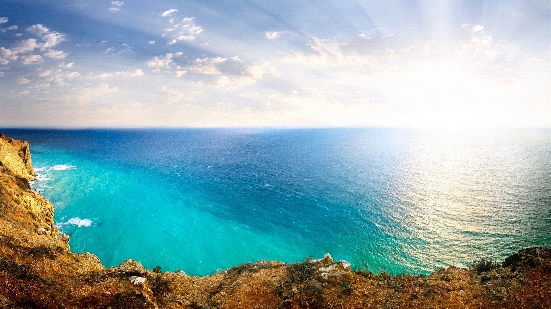 Sunny Day Hd Desktop High Definition Fullscreen Mobile - Sea View From Cliff , HD Wallpaper & Backgrounds