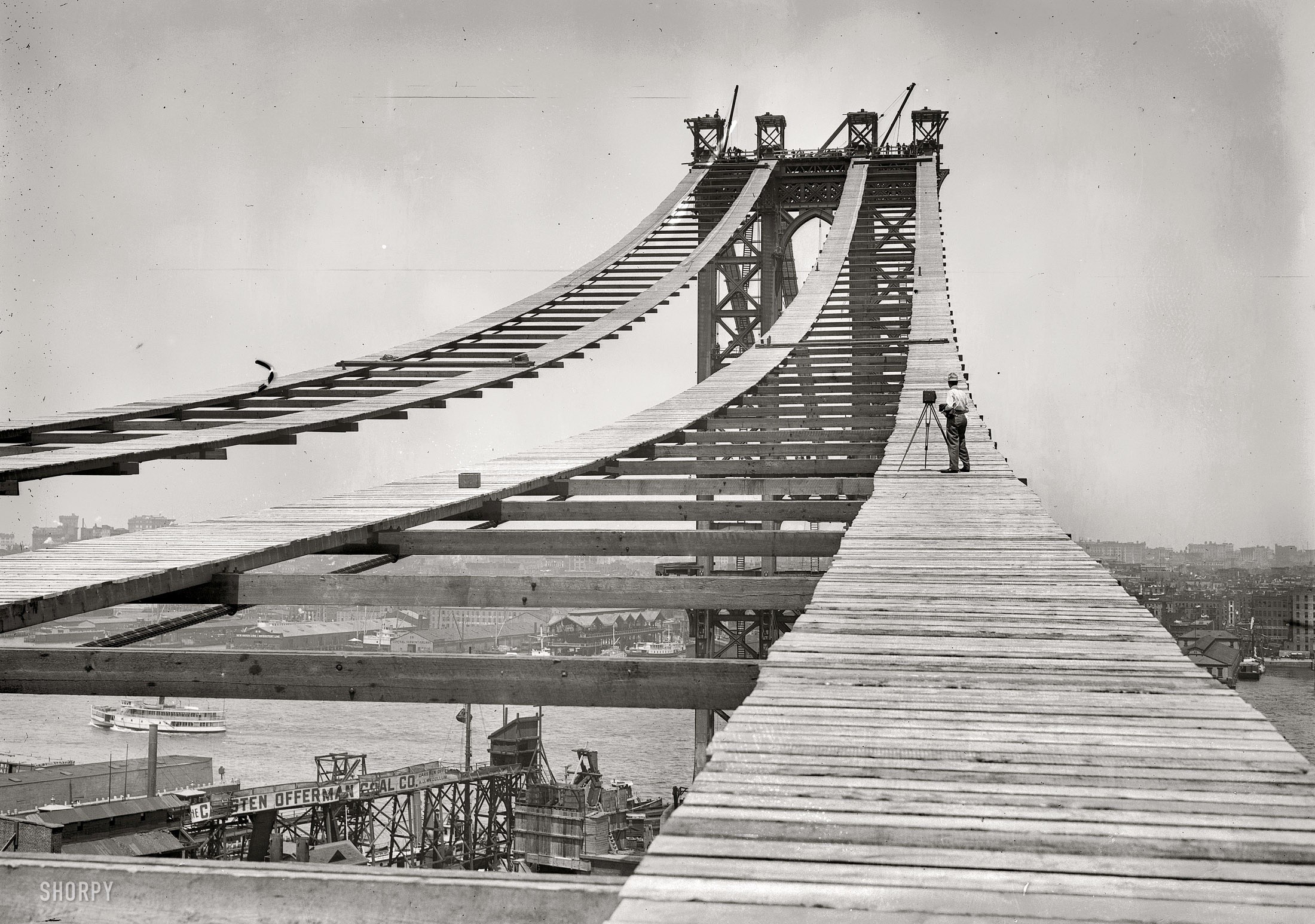 Grayscale Historic Vintage Wallpaper - Construction Of The Manhattan Bridge 1908 , HD Wallpaper & Backgrounds