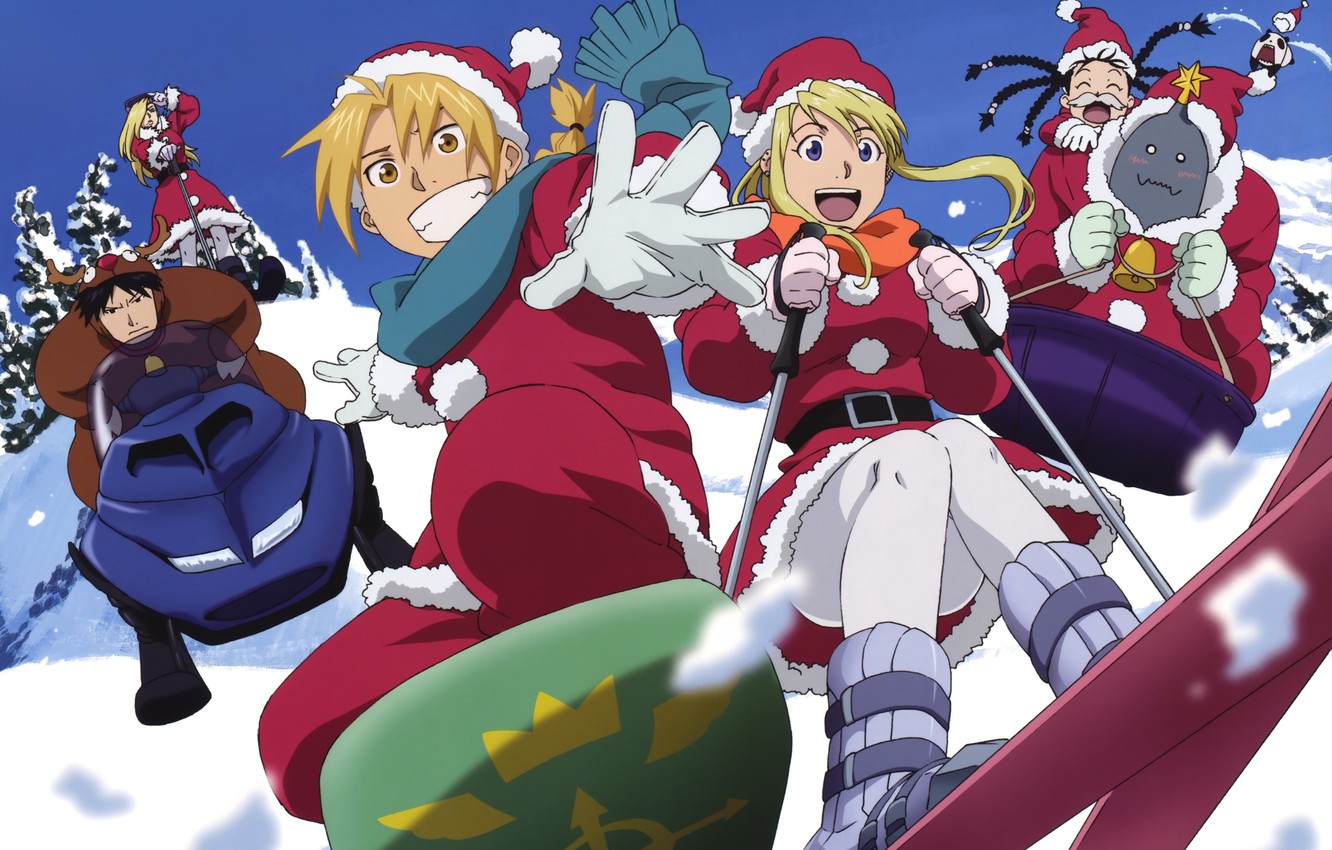 Photo Wallpaper Christmas, New Year, Fullmetal Alchemist, - Fullmetal Alchemist Christmas , HD Wallpaper & Backgrounds