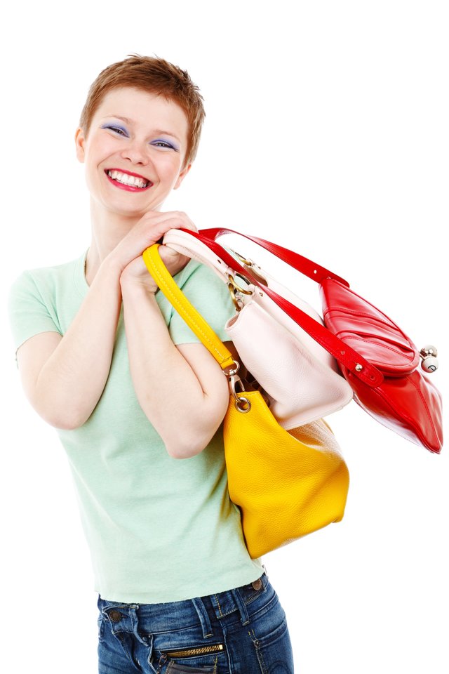 Portrait Of Laughing Woman With Shopping Bags - Bag , HD Wallpaper & Backgrounds