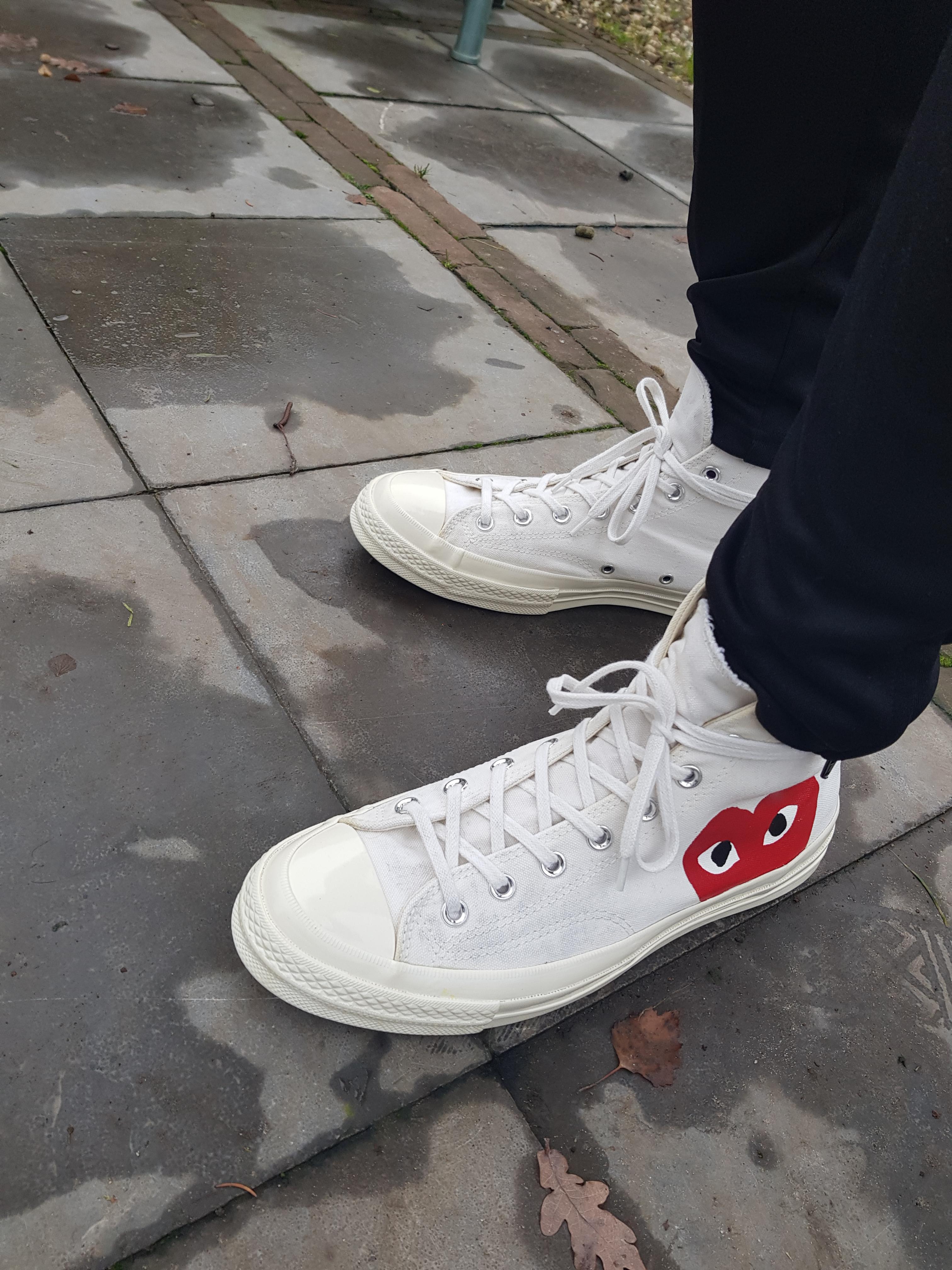 Custom Ice White Cdg X Converse Sneakers - Cdg Converse Reddit , HD Wallpaper & Backgrounds