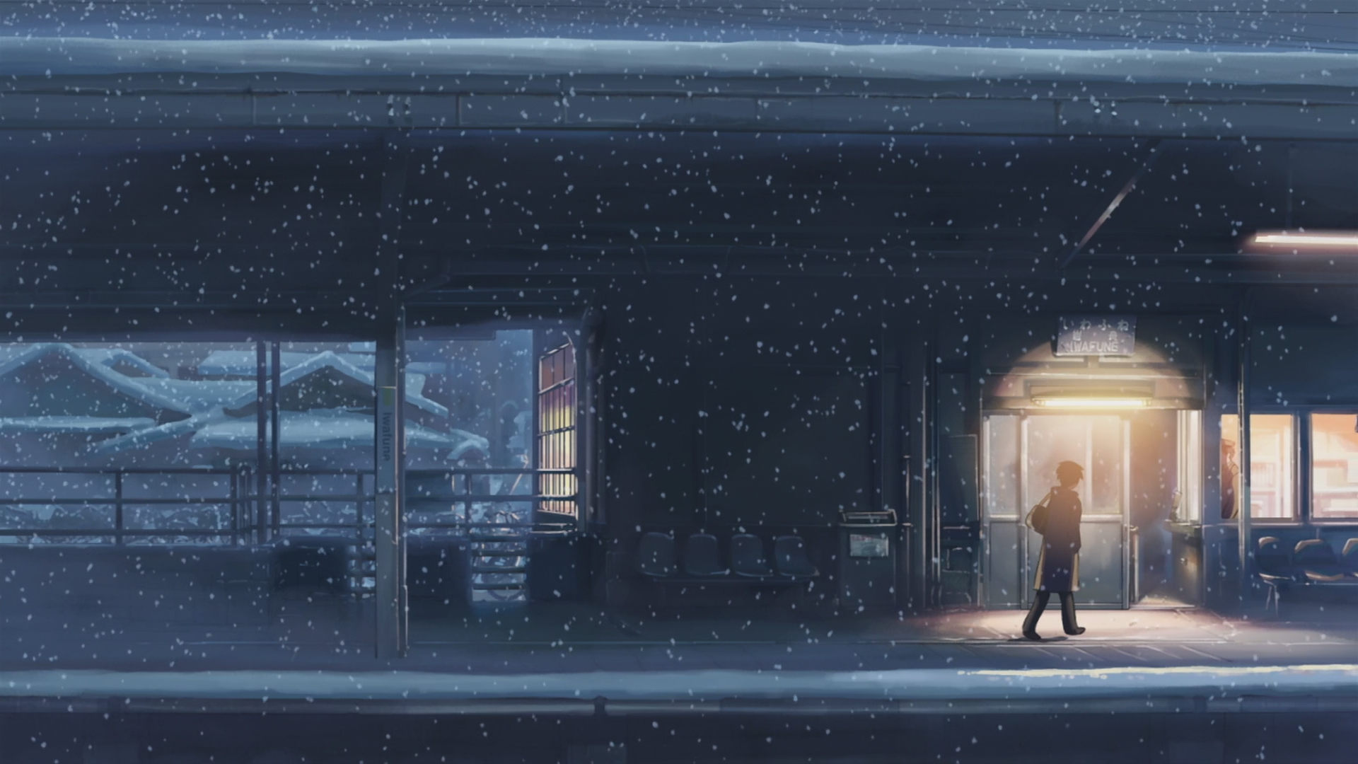 #snow, #5 Centimeters Per Second, #train Station, #makoto - 5 Centimeters Per Second Snow , HD Wallpaper & Backgrounds