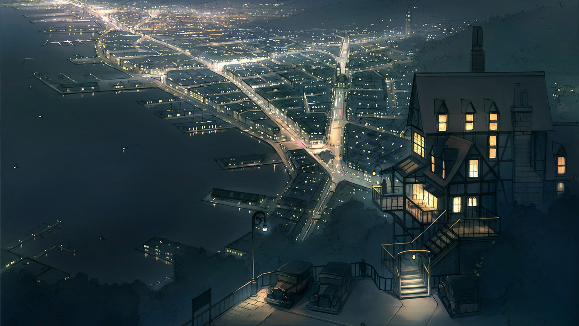 Makoto Shinkai // 5 Centimeters Per Second - Anime City Wallpaper Hd , HD Wallpaper & Backgrounds