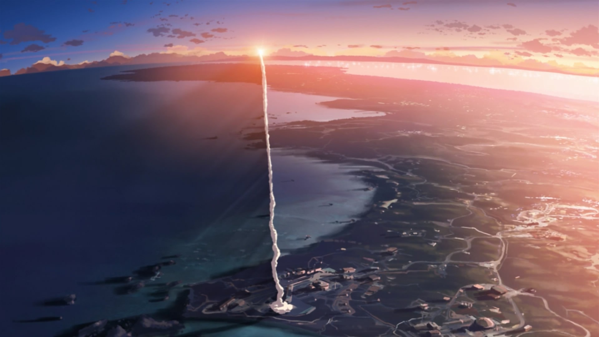 Rockets Smoke Sunset Japan Anime 5 Centimeters Per - 5 Centimeters Per Second Rocket , HD Wallpaper & Backgrounds