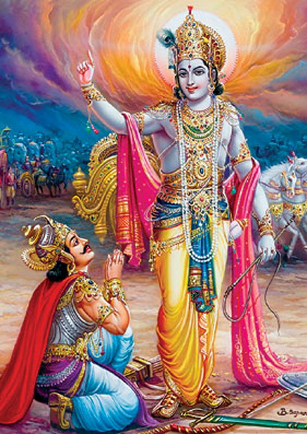 Bhagavad Gita Wallpapers Group - Sri Krishna With Arjuna , HD Wallpaper & Backgrounds