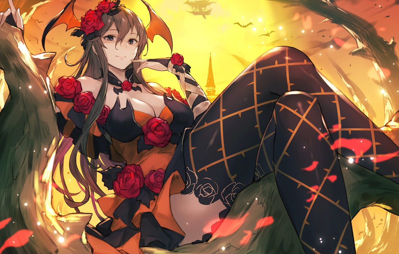 Photo Wallpaper Girl, Sunset, Anime, Art, Granblue - Rosetta Granblue Fantasy Render , HD Wallpaper & Backgrounds