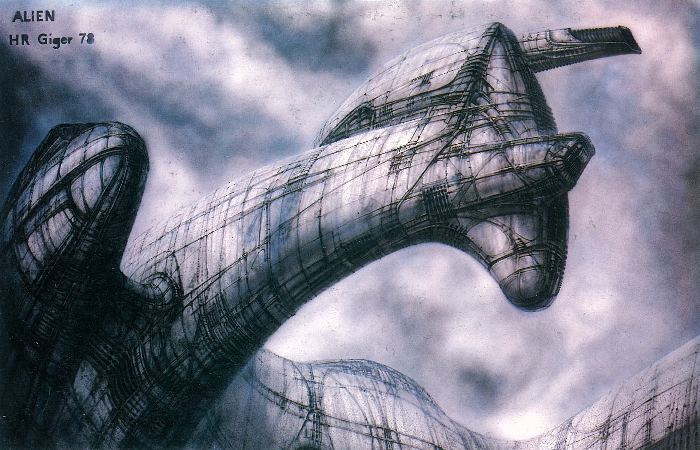 Dark Art Artwork Fantasy Artistic Original Psychedelic - Hr Giger Alien Ship , HD Wallpaper & Backgrounds