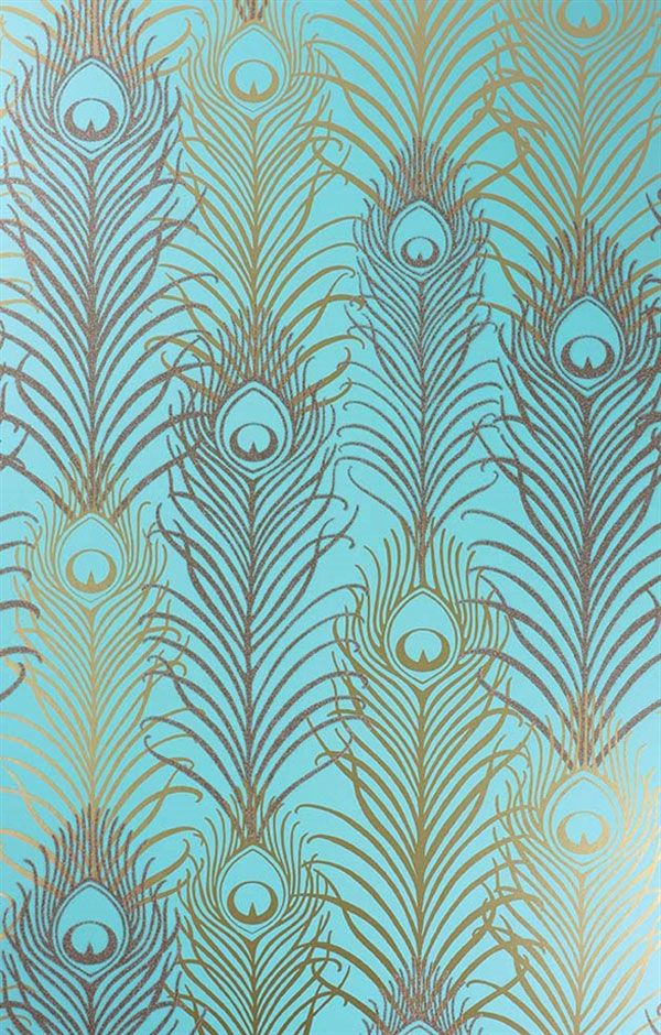 Englische Tapete Osborne Little Matthew Williamson - Blue And Gold Peacock , HD Wallpaper & Backgrounds