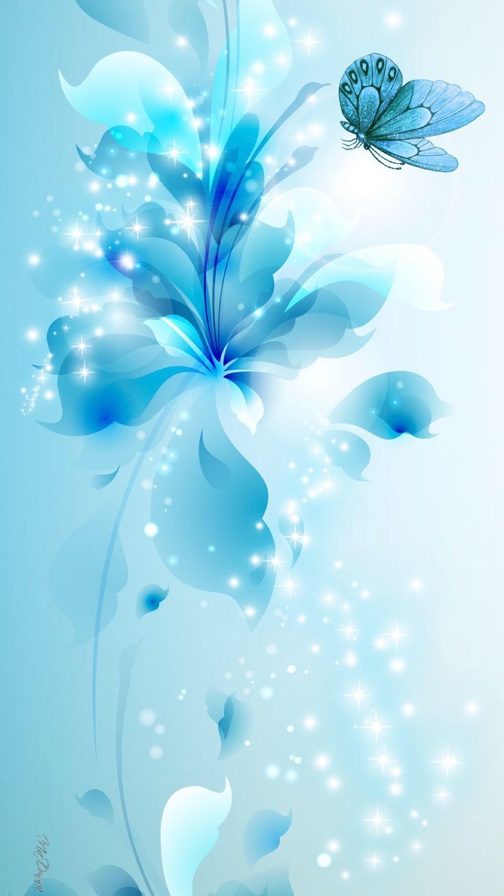 Blau, Türkis, Licht, Abstrakt, Schmetterling, Blumen, - Butterfly Wallpaper For Mobile , HD Wallpaper & Backgrounds