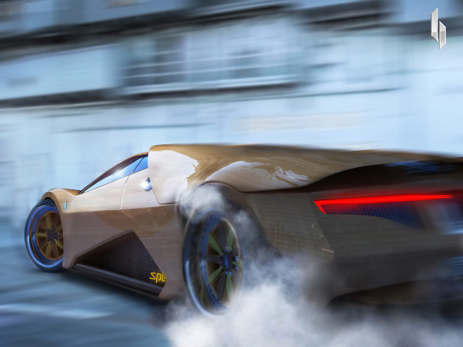 Slinter Supercar Burnout Wallpaper Wallpaper - Splinter The Wooden Car , HD Wallpaper & Backgrounds