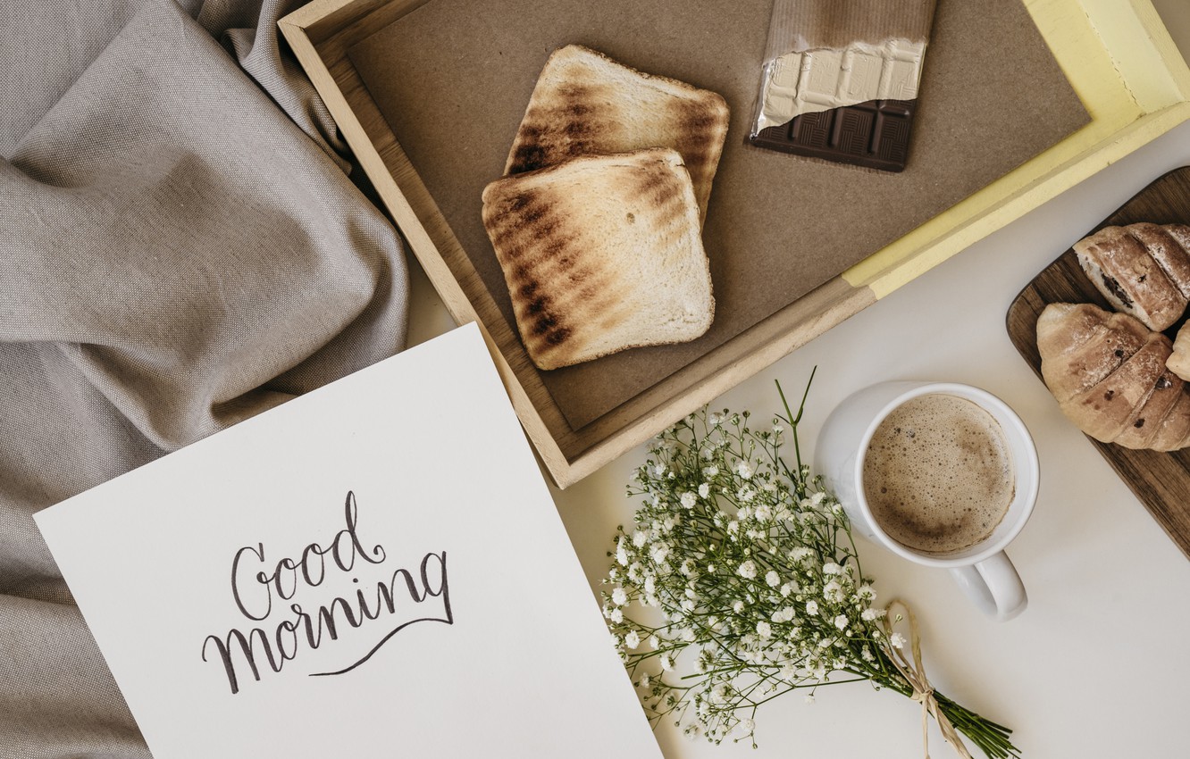 Photo Wallpaper Flowers, Coffee, Chocolate, Breakfast, - Breakfast , HD Wallpaper & Backgrounds