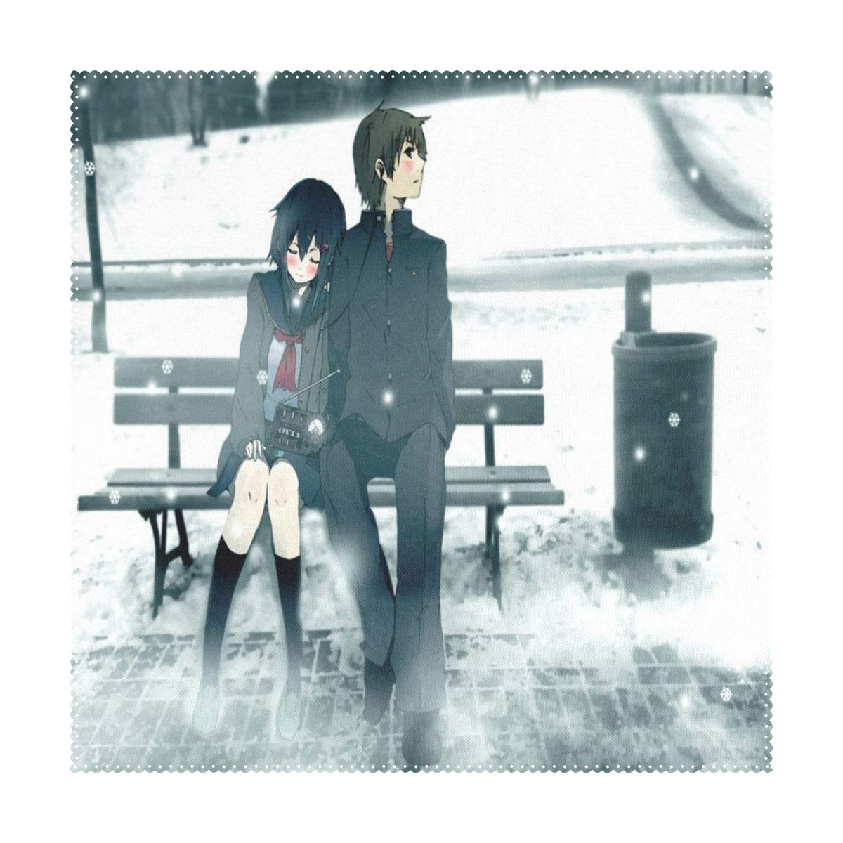 Love Anime Couple Wallpaper Square Placemats For Dining - Beautiful Animated Love Couple , HD Wallpaper & Backgrounds