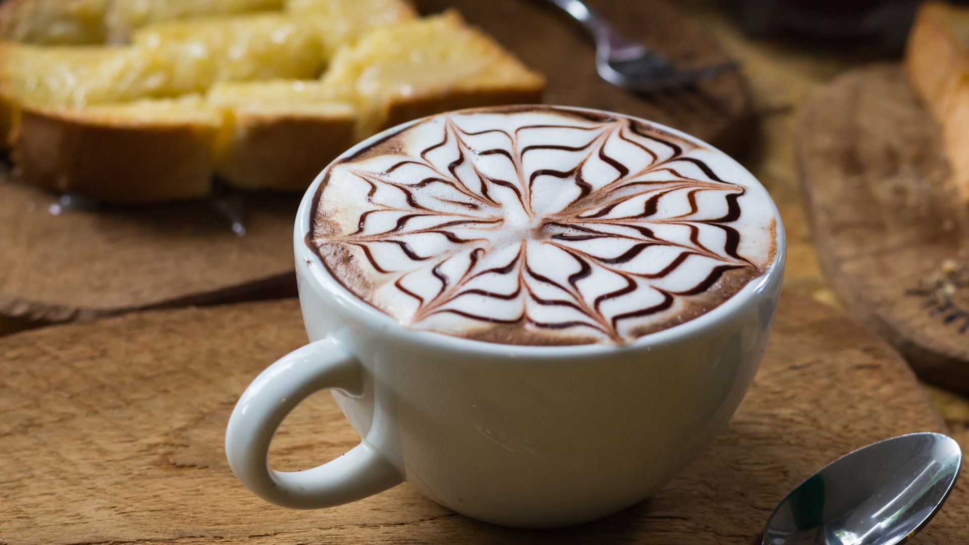 Flower Designed Latte Wallpaper - Cappuccino Frappuccino , HD Wallpaper & Backgrounds