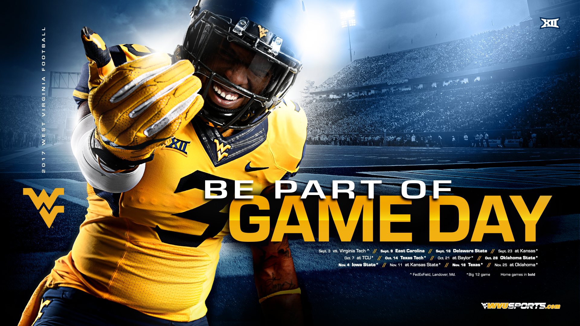 2017 Football Schedule Poster Released - 2018 Wvu Football Schedule Poster , HD Wallpaper & Backgrounds