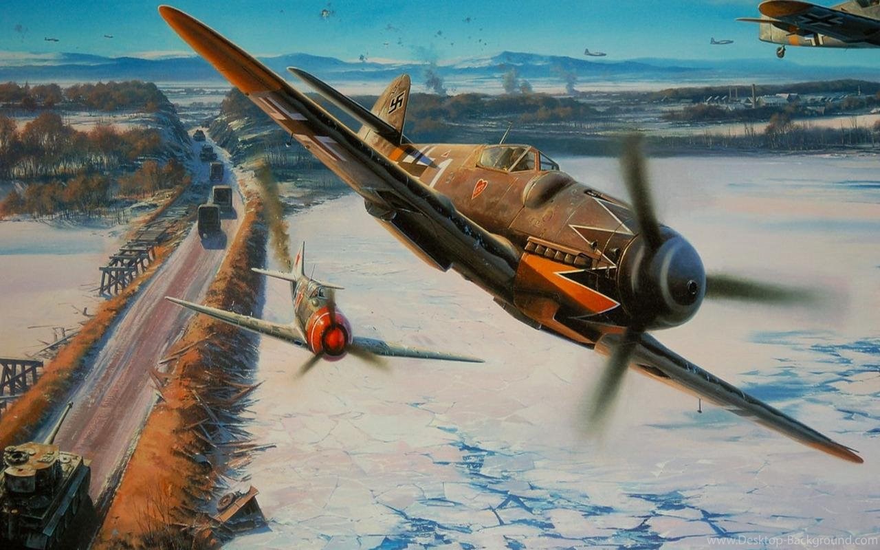 Widescreen - Ww2 Plane Battle , HD Wallpaper & Backgrounds