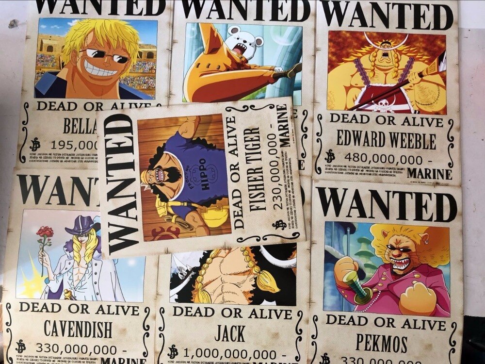 One Piece Poster 7pcs/set Reward Wanted Circular Retro - One Piece New Rewards , HD Wallpaper & Backgrounds