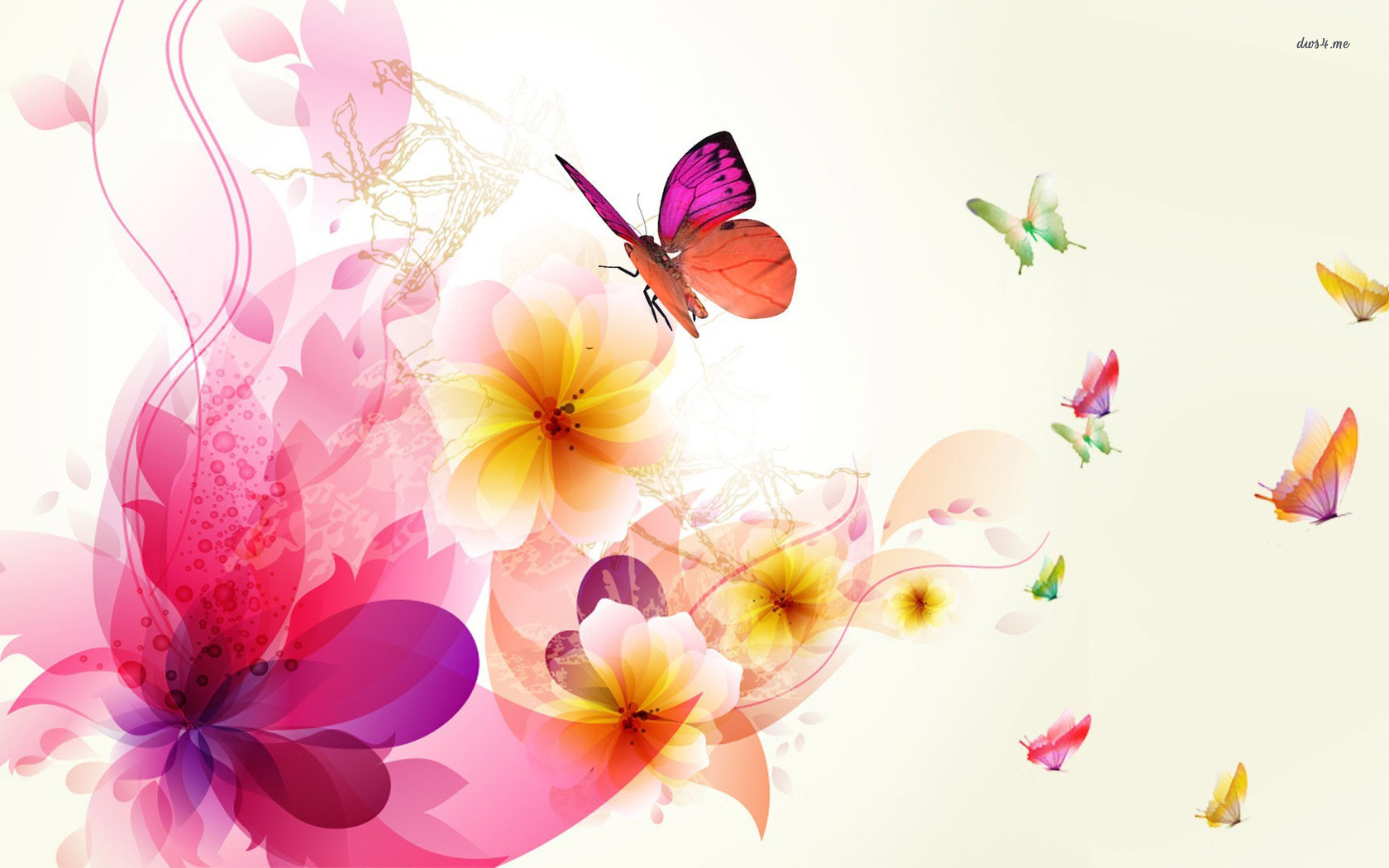 Desktop Butterflies Wallpaper Collection - Flower Abstract Wallpaper Hd , HD Wallpaper & Backgrounds