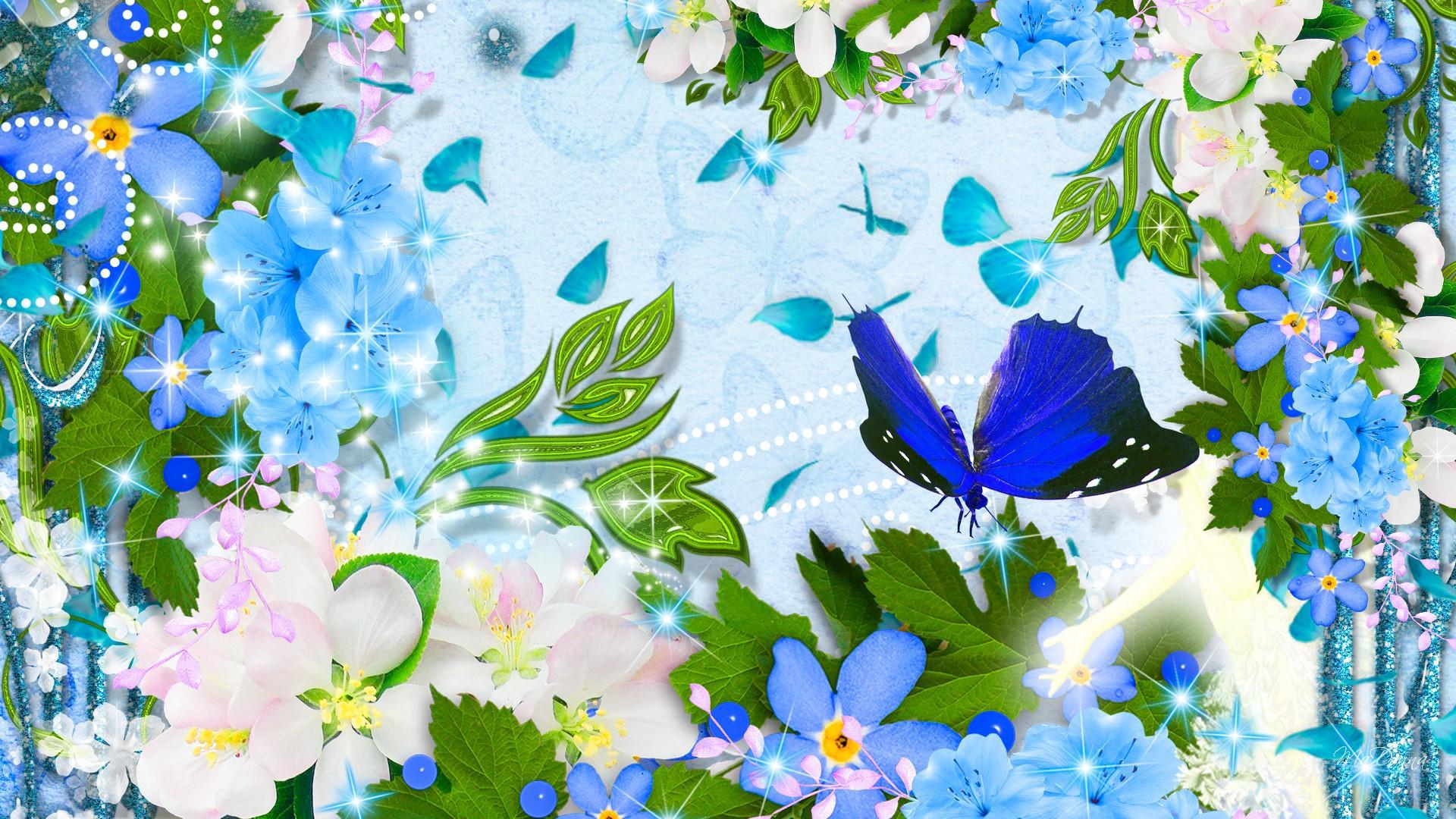 Bunga Kupu-kupu Biru - New Blue Flower And Butterfly , HD Wallpaper & Backgrounds