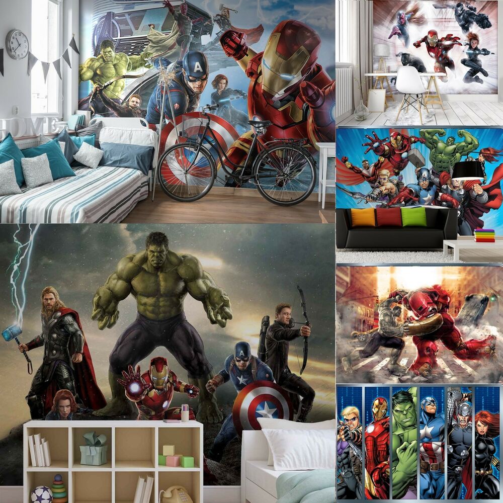 Details About Various Size & Design Wall Mural Wallpapers - Hulk Thor Captain America Iron Man Hawkeye , HD Wallpaper & Backgrounds