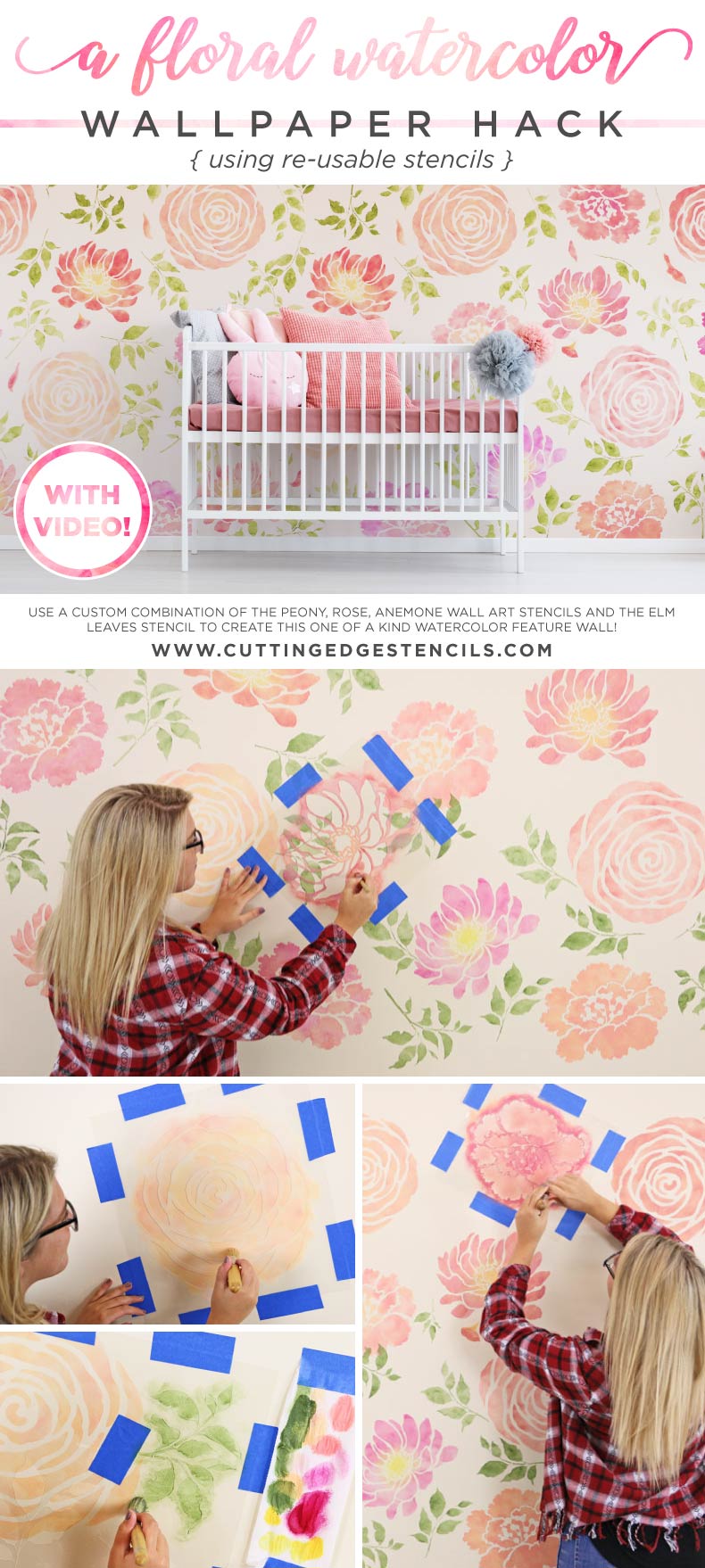 Nursery Room Design Using Flower Stencils - Cradle , HD Wallpaper & Backgrounds