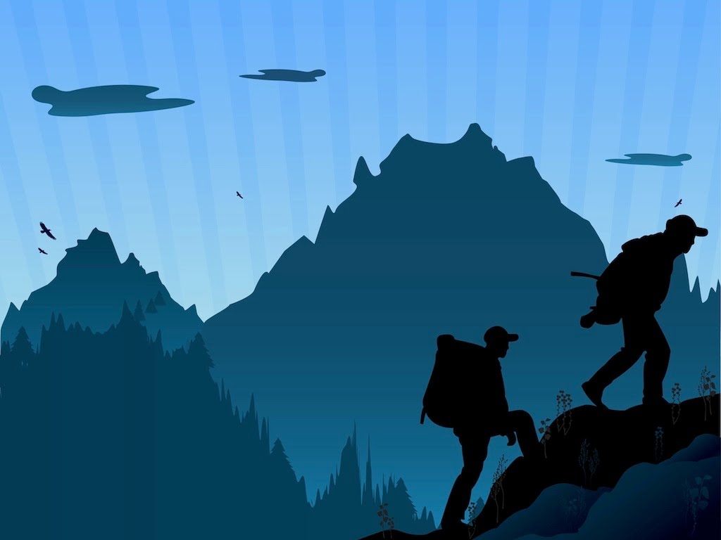 Hiking Clipart Mountain Hiker - Mountain Hiking Clipart , HD Wallpaper & Backgrounds