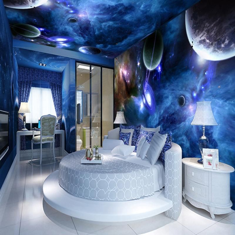 Customized Size 3d Stereo Blue Night Universe Space - Cuartos Pintados De Universo , HD Wallpaper & Backgrounds