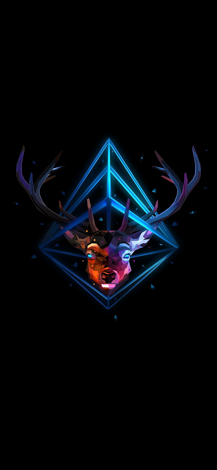 Polygonal Stag Head - Amoled Wallpaper For Pc , HD Wallpaper & Backgrounds