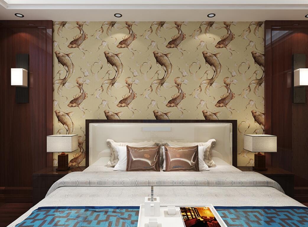 Modern Chinese Carp Design, Wallpaper, Bedroom, Living - Bedroom , HD Wallpaper & Backgrounds