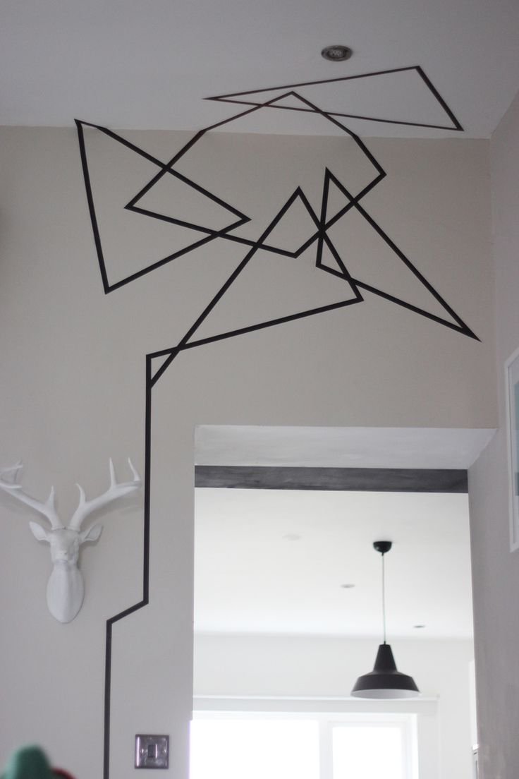 Wall Paint Design Ideas With Tape Wooden Art And Decor - Geometric Wall Designs Tape , HD Wallpaper & Backgrounds