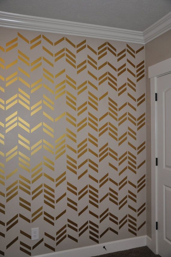 Gold Herringbone Tape Design On Wall, Perfect Way To - Gold Wall Decals , HD Wallpaper & Backgrounds