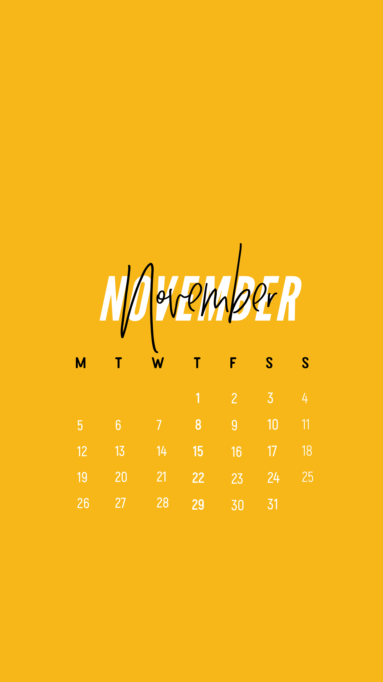 Minimal November 2018 Calendar Wallpaper Iphone - Calligraphy , HD Wallpaper & Backgrounds