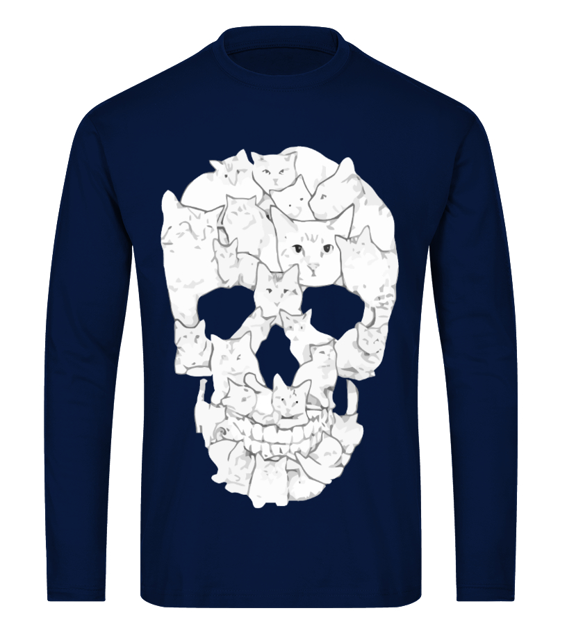 Round Neck T-shirt Unisex - Cat Skull Shirt , HD Wallpaper & Backgrounds