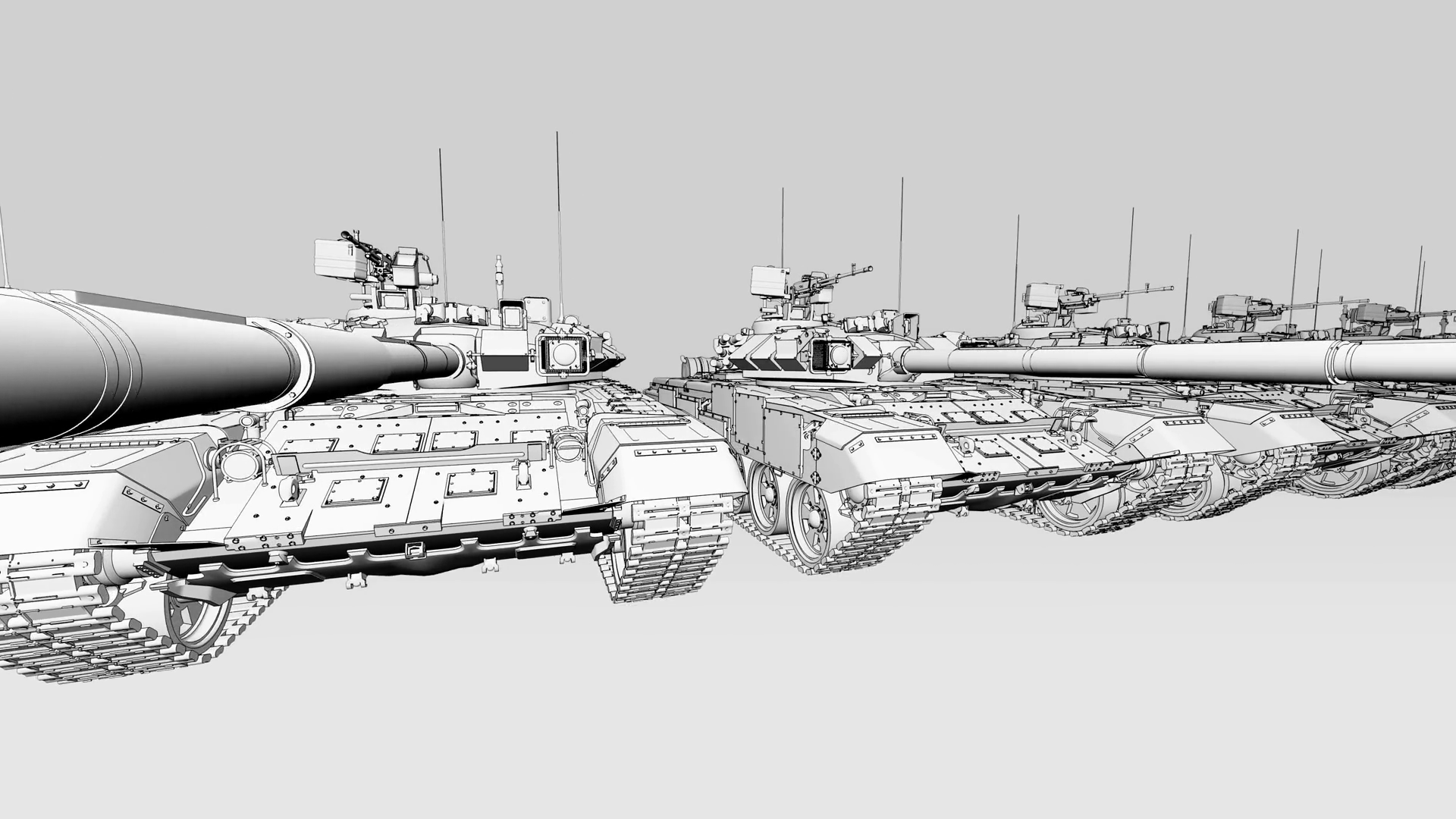 Multiple Battle Tanks Side By Side, Sketchy Animation - Assault Rifle , HD Wallpaper & Backgrounds