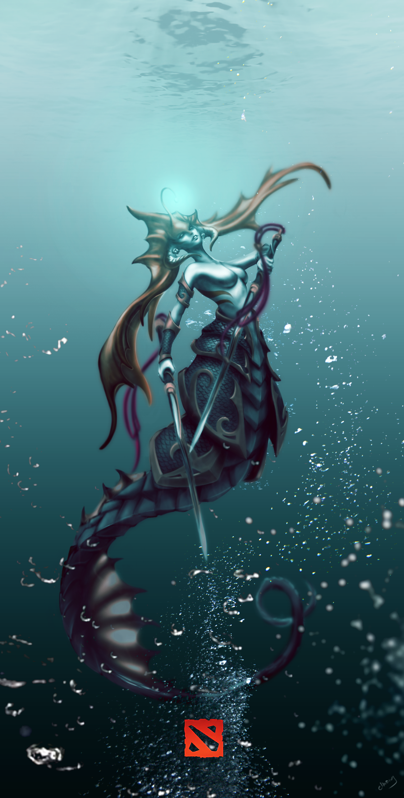 I Drew The Naga Sirenartwork - Naga Siren Dota 2 , HD Wallpaper & Backgrounds