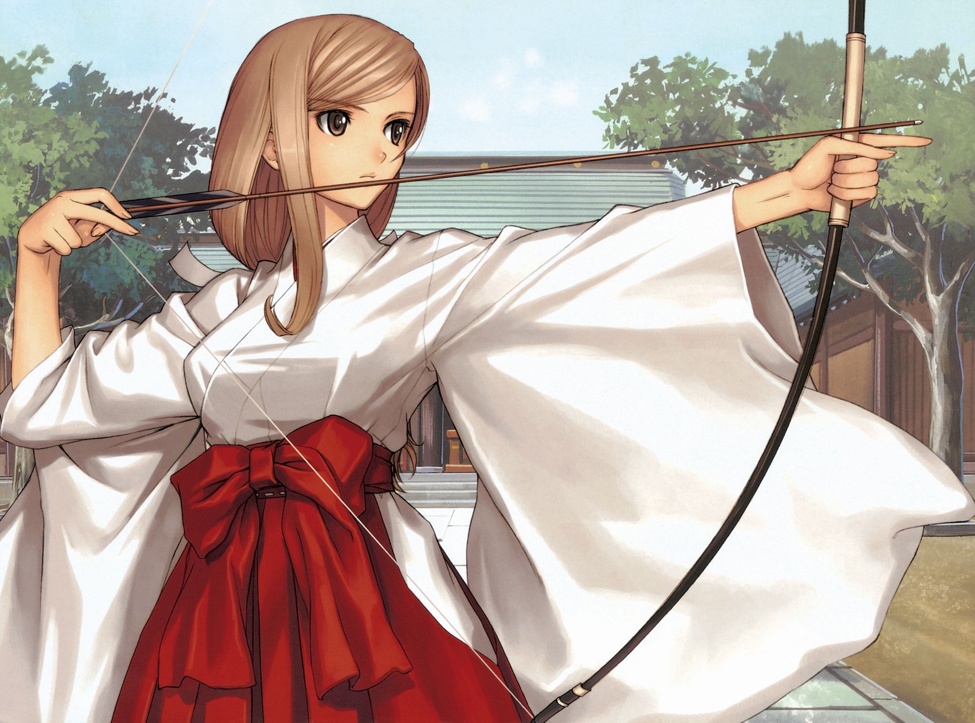 Brown Eyes Brown Hair Game Girl Jewelry Kureha Anime Bow