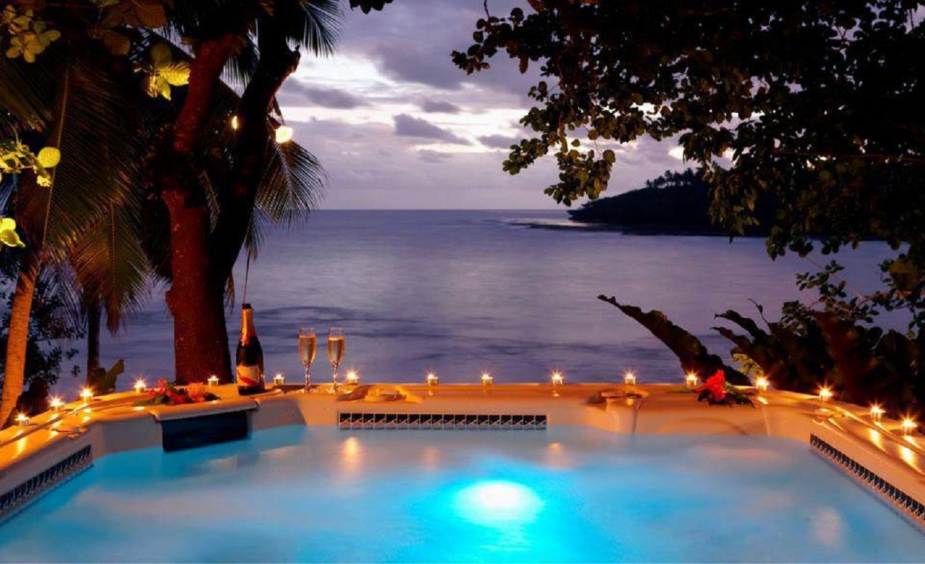 Wonderful Place Relax Two Sea Beache Nature Fiji Beach - Romantic Beach Hot Tub , HD Wallpaper & Backgrounds