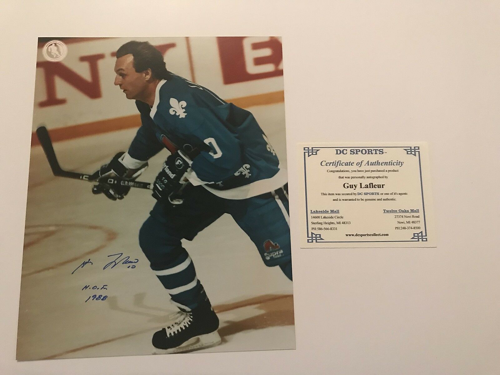 Guy Lafleur Hof Signed Photo With Coa Quebec Nordiques - College Ice Hockey , HD Wallpaper & Backgrounds