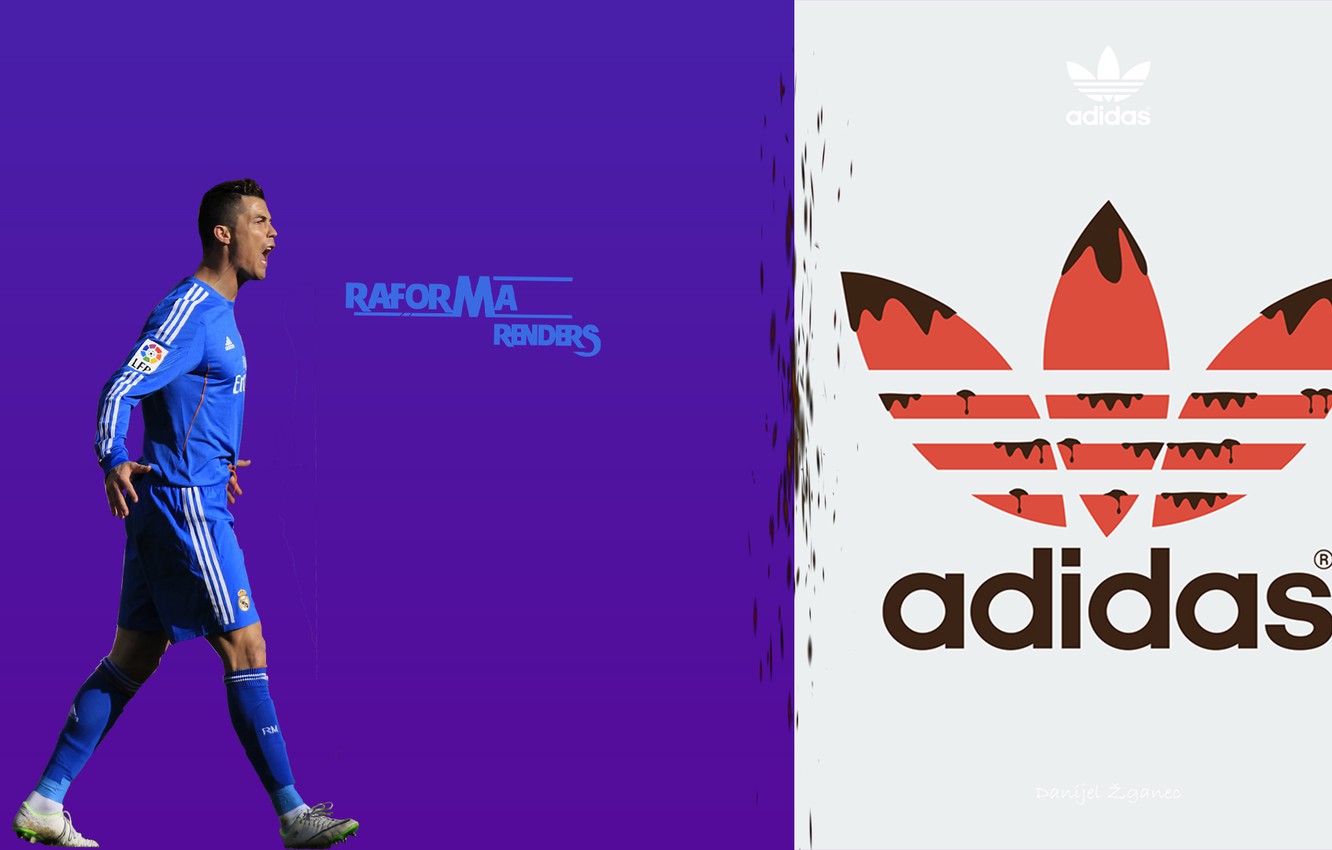 Photo Wallpaper Blue, Desk, Football, Adidas, Ronaldo, - Adidas Logo Red , HD Wallpaper & Backgrounds