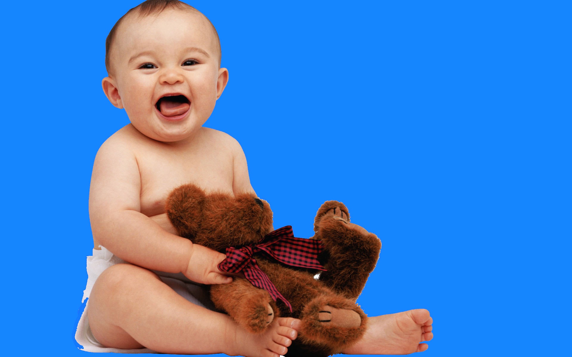 Beautiful Kids Smile Nice Background Wallpapers And - Baby Playing With Teddy Bear , HD Wallpaper & Backgrounds