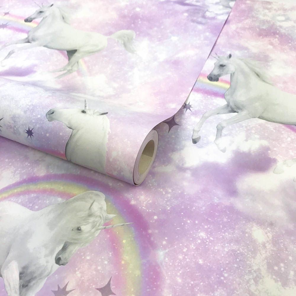 I Love Wallpaper Unicorn Children's Wallpaper Pink, - Bed Sheet , HD Wallpaper & Backgrounds