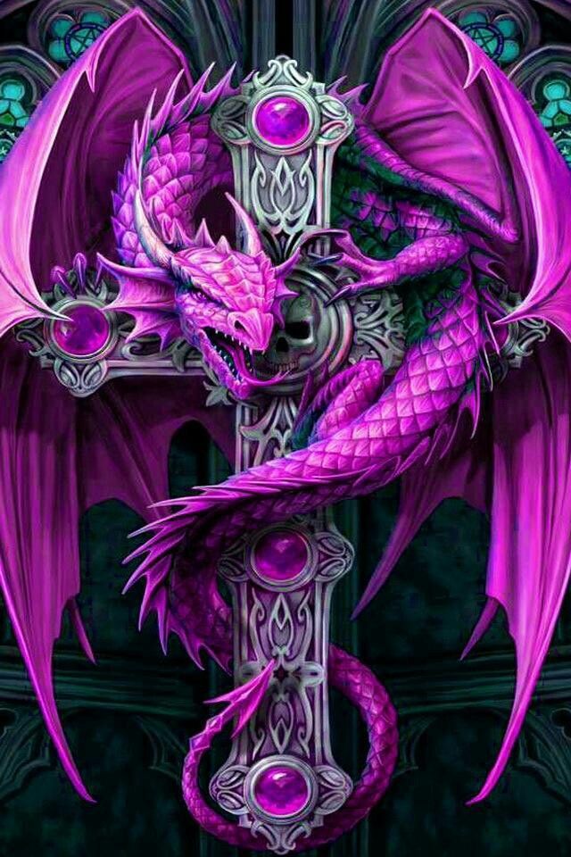 Download Dragon Tattoo Wallpaper For Mobile - Pink And Purple Dragon , HD Wallpaper & Backgrounds