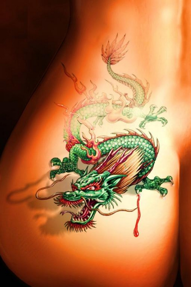 Tattoo Wallpaper Iphone - Chinese Dragon Tattoo Designs Color , HD Wallpaper & Backgrounds