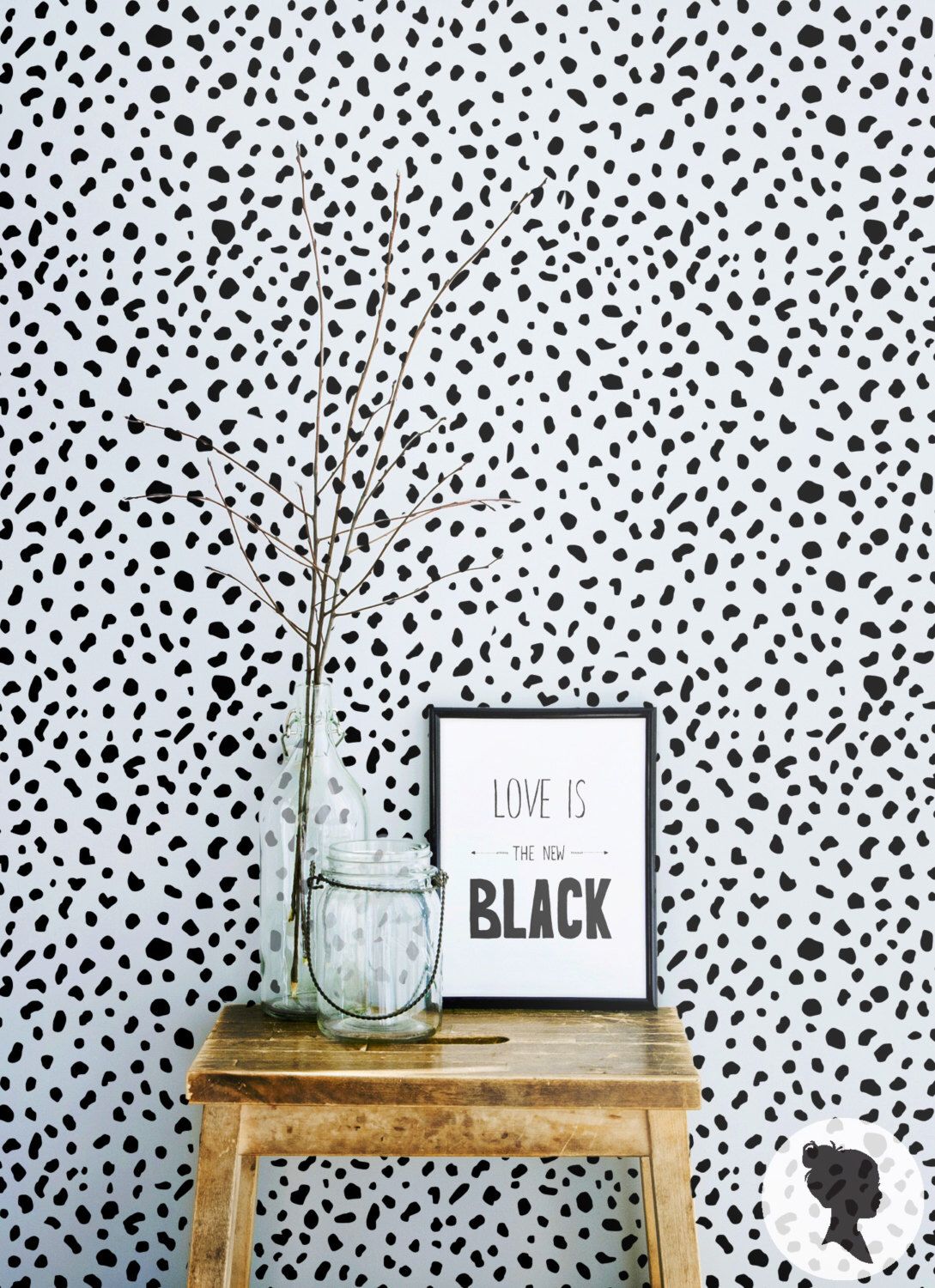 Dalmatian Spot Pattern Peel And Stick Removable Wallpaper - Behang Zwart Wit Stip , HD Wallpaper & Backgrounds