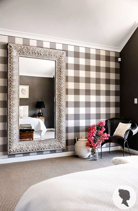 Gingham Removable Wallpaper, Buffalo Check Design, - Modern Mirror For Master Bedroom , HD Wallpaper & Backgrounds