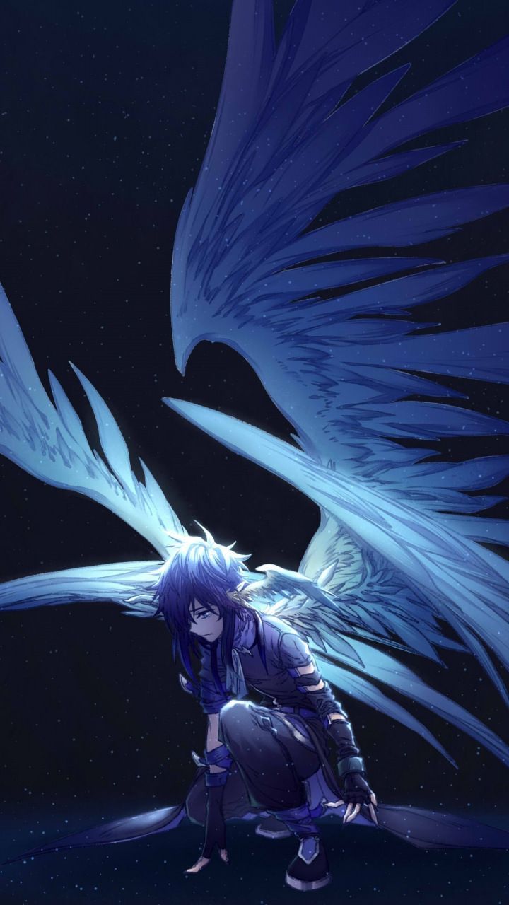 Dark, Big Wings, Angel, Fantasy, Anime, 720×1280 Wallpaper - Anime Wallpaper 4k Iphone , HD Wallpaper & Backgrounds