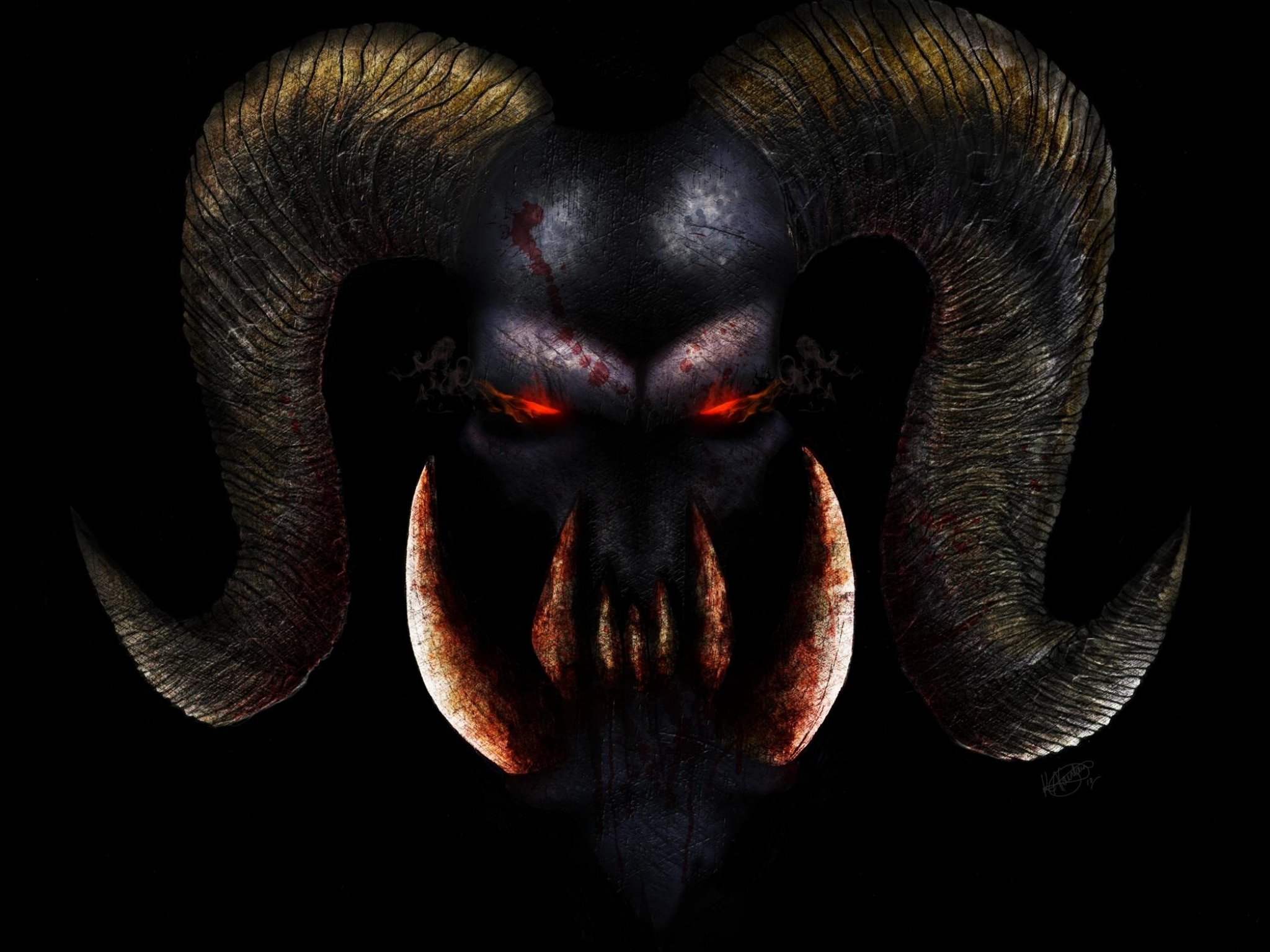 Demon Evil Dark Horror Fantasy Monster Art Artwork - Demon Face , HD Wallpaper & Backgrounds