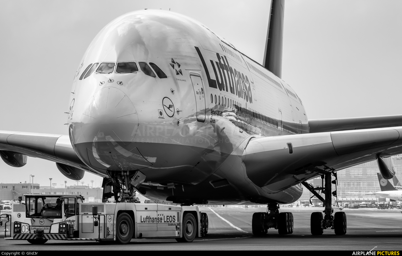 D Aimf Lufthansa Airbus A380 At Frankfurt Photo Id - Airbus A380 Black And White , HD Wallpaper & Backgrounds