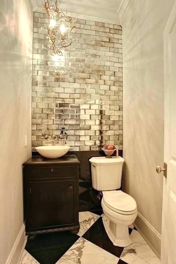 Small Bathroom Wallpaper Ideas For Bathrooms The Best - Mirror Tile Backsplash Bathroom , HD Wallpaper & Backgrounds